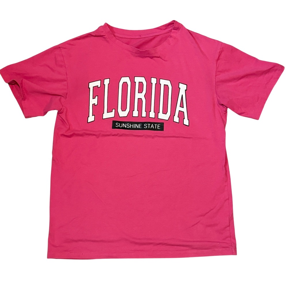 Mens Florida Sunshine State Graphic T Shirt Pink Short Sleeve SZ L